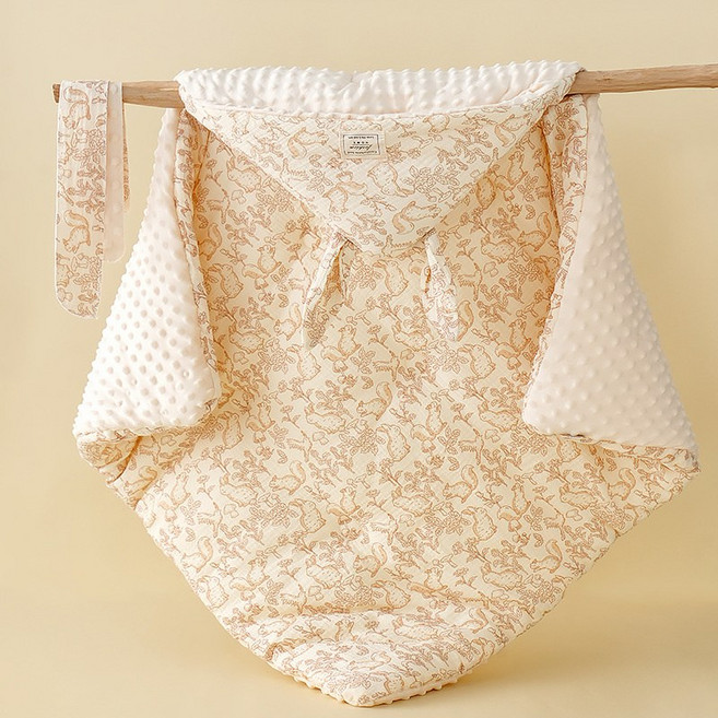 DFMEI 嬰兒縐布豆豆包被初生秋冬抱被a類產房兔耳朵加棉抱被純棉, 夢幻森林(冬季600克)