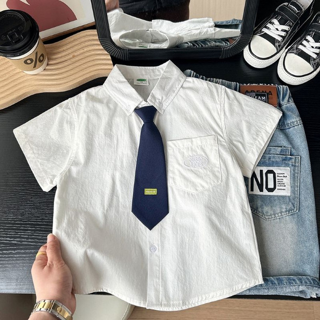 크리스탈하우스 여름 간절기 남아 넥타이 세트 반팔 셔츠 CB017
