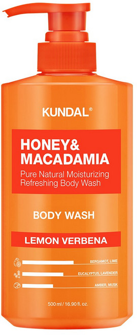 쿤달 허니 앤드 마카다미아 퓨어 바디워시 레몬버베나향, 500ml, 2개
