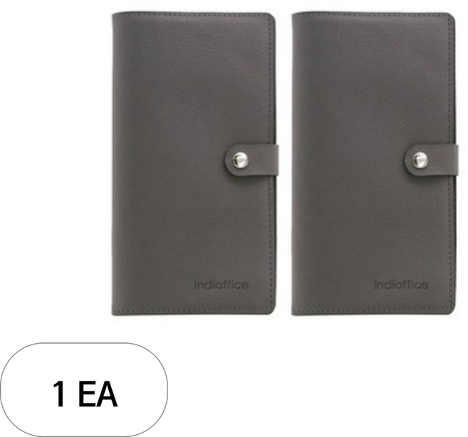 인디 가죽 명함집 2p, 회색, 3단, 1세트