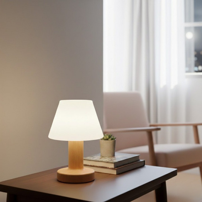 히즈엔 테이블 침실 인테리어 조명, 우드