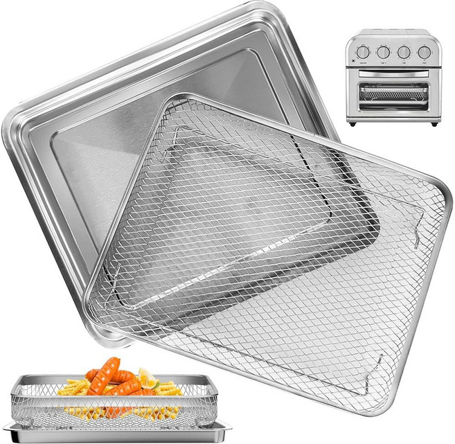 Cuisinart TOA-28 AFR-25 토스터 에어 프라이어 컨벡션 오븐용 트레이 교체품 29.9 x 24.9cm(11.29 9.68인치) 논스틱 메시 스틸 바스켓 와이어, 1개