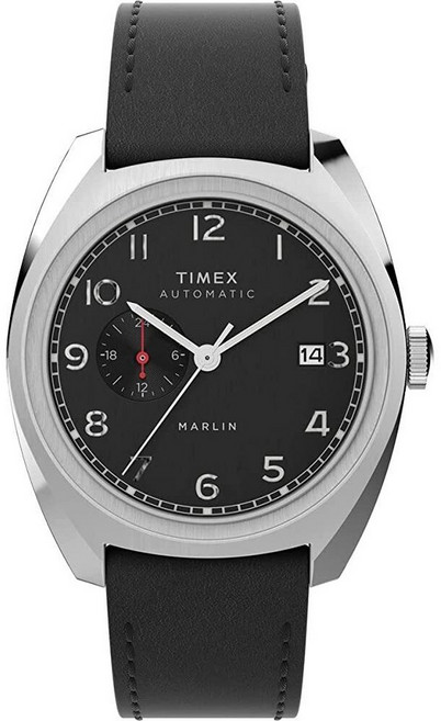 Timex 남성용 Marlin 서브 다이얼 오토매틱 39mm 시계 브라운/실버톤 말린