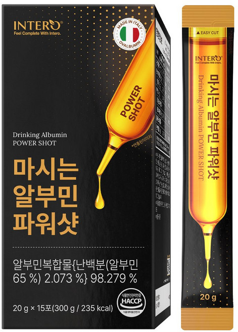 인테로 마시는 알부민 파워샷 난백 흡수빠른 액상스틱, 1개, 15회분