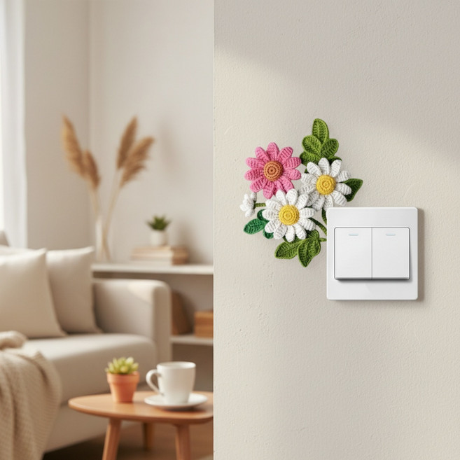 블랙장미 스위치 커버 장식 스티커, 플라워B