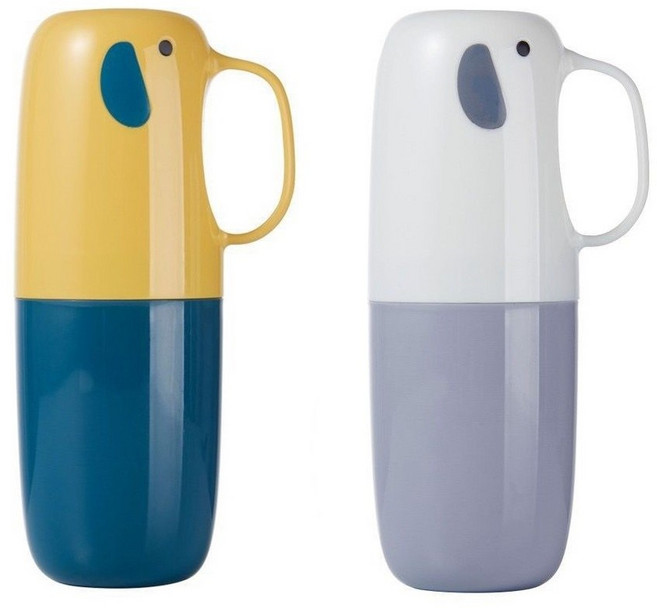 1+1 휴대용 코끼리 칫솔통 칫솔케이스 양치컵 양치케이스, 1개, 옐로우+화이트