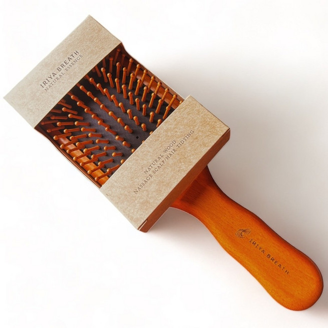IRIYA伊麗雅櫸木精油按摩兩用梳(大), 1個, 櫸木色