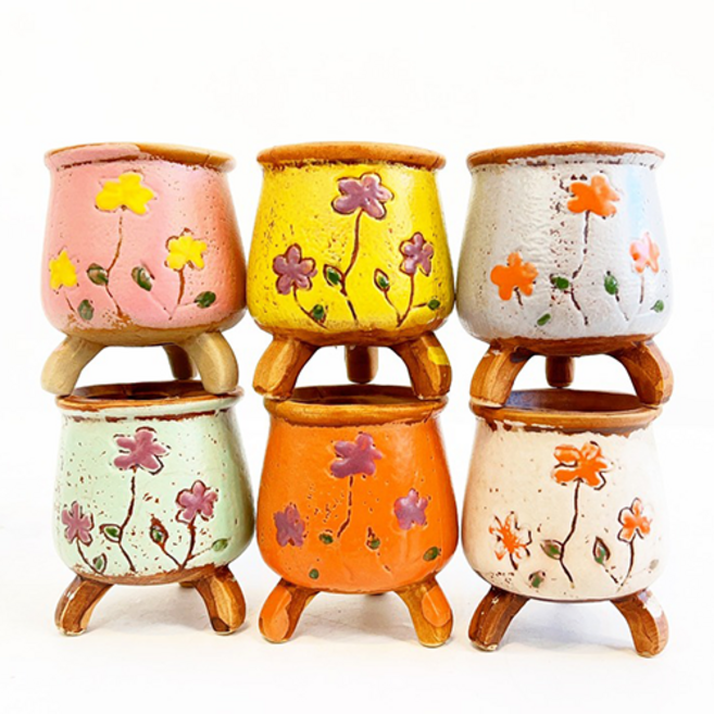 행복한꽃그릇 페어리 6종세트 다육이화분 도자기 세트화분, 팬지