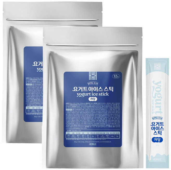 헤밀레 얼려먹는 저당 요거트 아이스스틱 12포, 2개, 60g