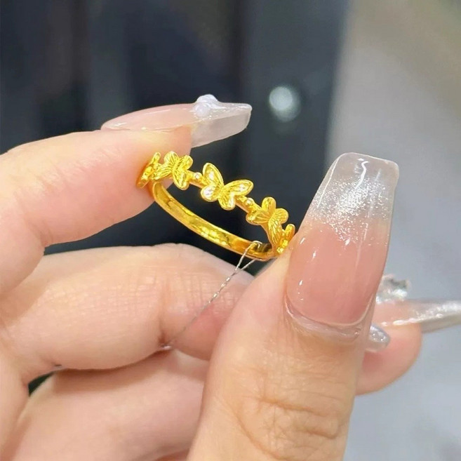 蝴蝶戒指 輕奢法式女款 可調節戒指
