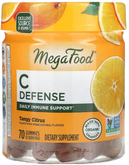 메가푸드 C Defense 디펜스 탠지 시트러스맛 구미젤리 70개 비타민C 함유, MegaFood C 디펜스, 탱글탱글 시트러스, 구미, 1개, 70정 - 쿠팡