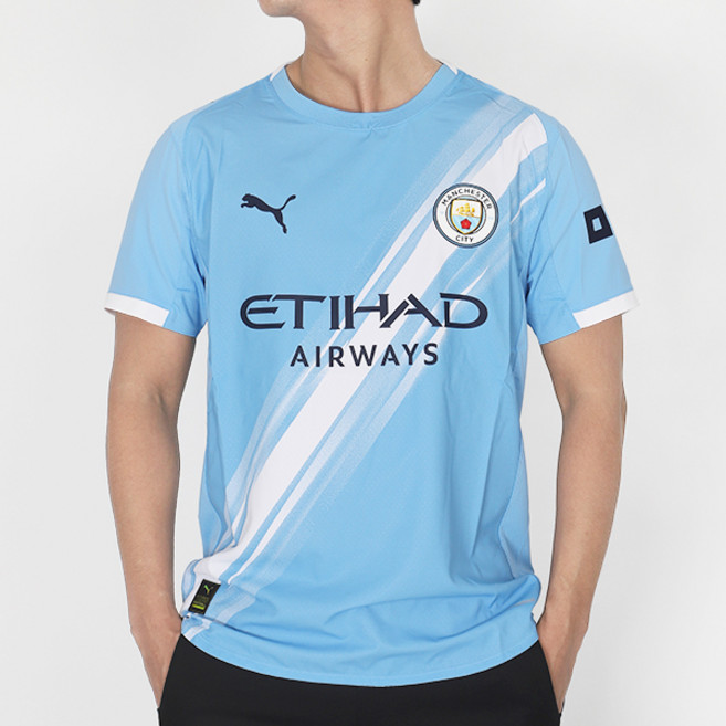 푸마 EPL 맨체스터 시티 HOME 어센틱 반팔 저지 맨시티 Uniform 202526 스카이 블루, 상세설명참조, 1개