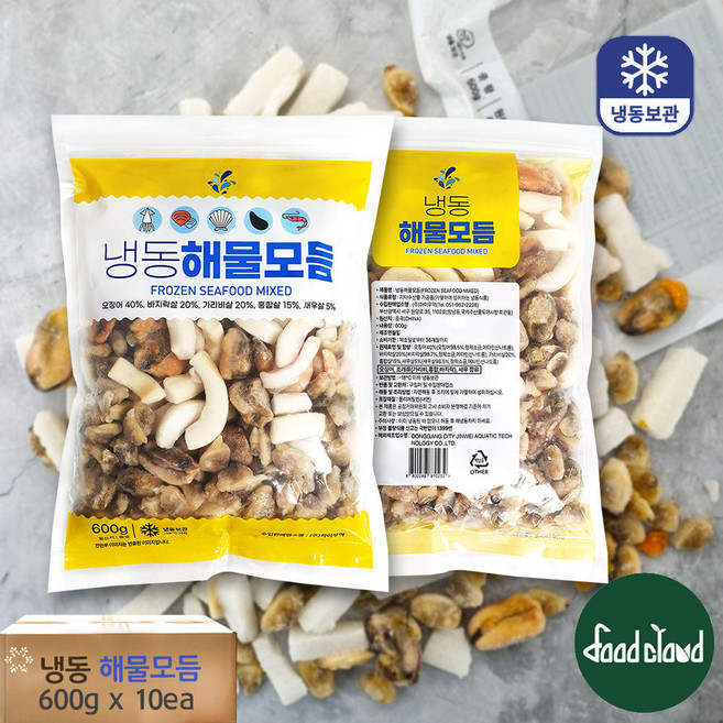 냉동 손질 해물 모듬 5종 해물믹스 6kg (1BOX) 지퍼백 포장, 1박스