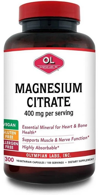 올림피언 랩 마그네슘 시트레이트 400mg 캡슐 Olympian Labs Magnesium Citrate, 1개, 300정 - 쿠팡
