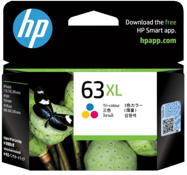 HP 63 黑色墨水匣, 1個, 63XL三彩F6U63AA, 三彩