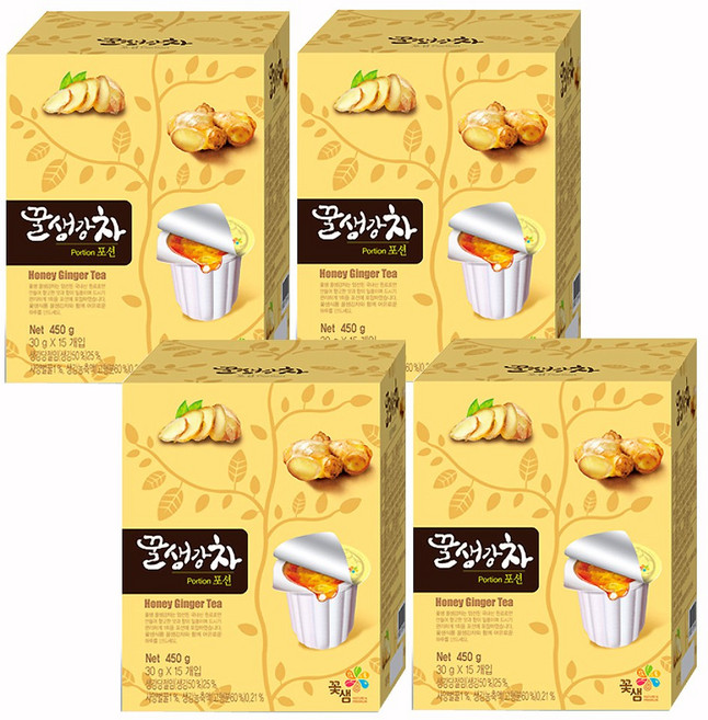 꽃샘 포션 액상차 꿀생강차, 30g, 15개입, 4개