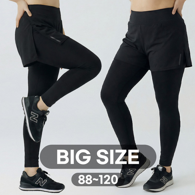 플러핏 빅사이즈 여성 반바지 레깅스 러닝복 일체형 하체커버 운동복 하의