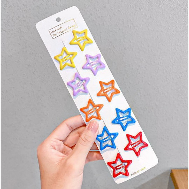 깜찍한 별 똑딱핀 머리핀 세트(10개 1세트)/헤브즈