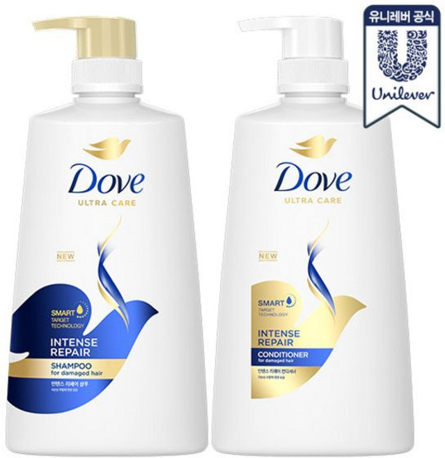 도브 인텐스 리페어 샴푸 680ml + 컨디셔너 660ml 세트, 1세트