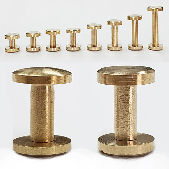 아유디 황동 평면 리벳 레지 단추 나사 가죽공예 DIY 재료 도구 부자재 리벳레지 금속장식, 황동평면리벳, 1개