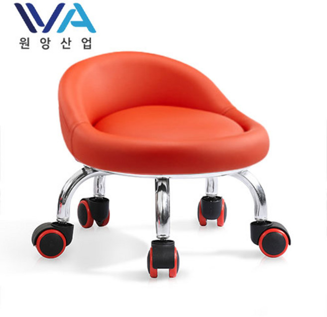 원앙 등받이형 앉은뱅이 의자 농사용 작업용 청소 네일아트 이동식 동글뱅이 무빙의자, 등받이형 앉은뱅이 의자 레드, 1개