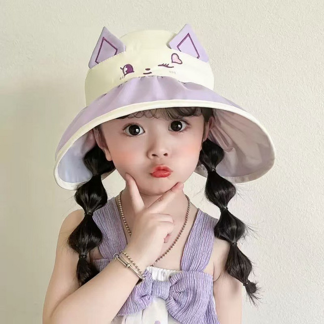 新款兒童帽大檐夏季男女童可愛防紫外線空頂遮陽帽可摺疊太陽帽子
