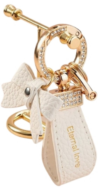 해다인 여성고급 가죽키링 자동차키홀더, 화이트 전화번호키링