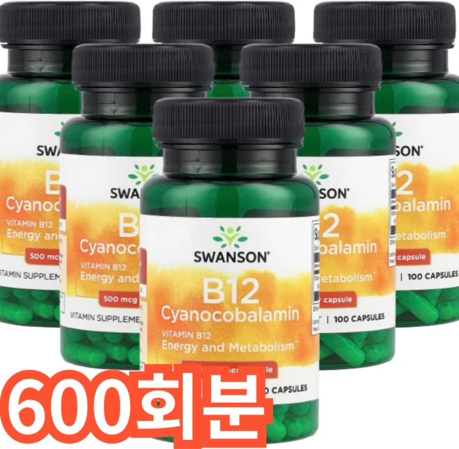스완슨 비타민 B-12 500mcg 캡슐, 1개, 600회분 - 쿠팡