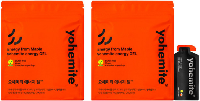 요헤미티 에너지젤 러닝 마라톤용 지속형 보급 파워젤, 20개, 40g