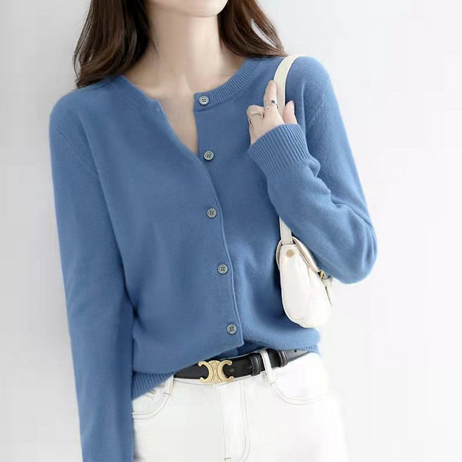 별하늘 여성 가을 겨울 긴팔티셔츠 라운드넥 니트 가디건