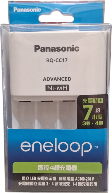 Panasonic eneloop BQ-CC17 智控四槽充電器 國際電壓 獨立LED充電指示燈, 白, 1個