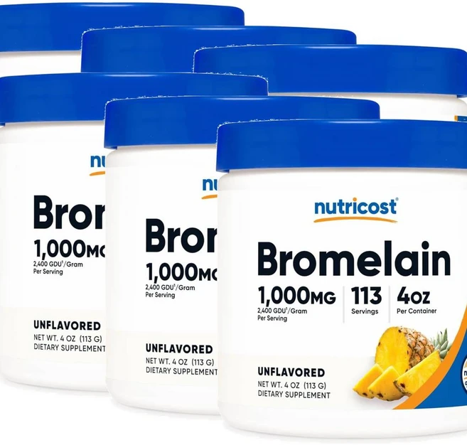 뉴트리코스트 브로멜라인 1000mg 파우더 Nutricost Bromelain, 113g, 6개 - 쿠팡