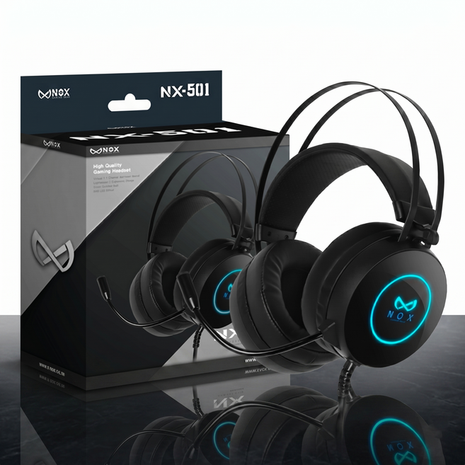 녹스 게이밍 헤드셋 NX-501 USB 게임용 마이크 7.1, 블랙, 501