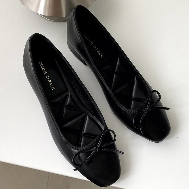 꼼지락 여성용 리본 키높이 속굽 플랫 슈즈 단화 3CM