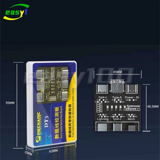 MECHANIC DT3 USB 케이블 테스터 데이터 케이블 테스트 iPhone 용 PCB 보드 Android USB Type-C 조명 날짜 On-Off 감지 도구, [01] 옵션1, 1