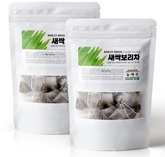 늘해찬 볶은 국산 새싹보리차 티백 전통차 허브차 새싹보리티백 대용량, 1g, 50개입, 2개