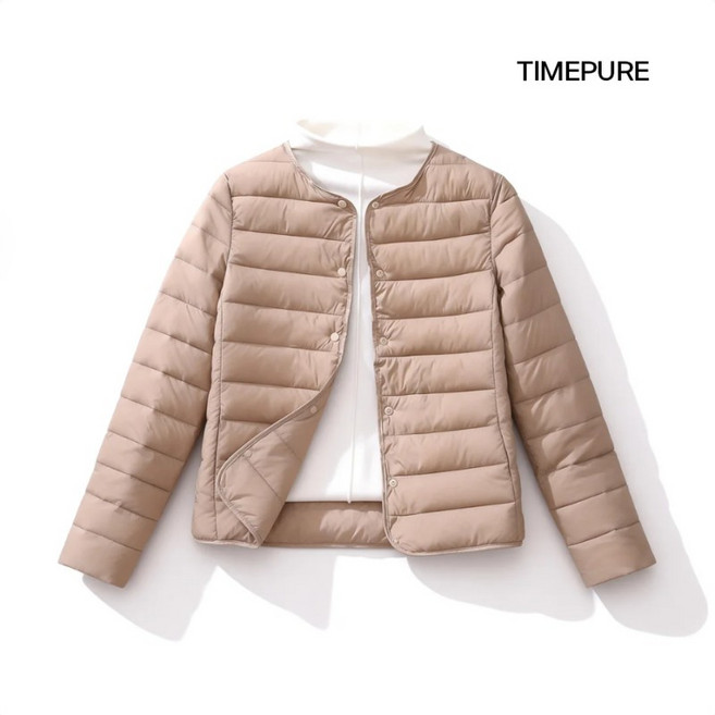 경량 다운 여숏 봄 가을 안감 패딩 라운드 브이넥 투웨이 패딩 코트 등산 골프복 이너 벌룬소매 패딩 코트