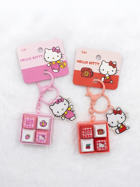 산리오 정품 헬로키티 LED 멜로디 키캡 키링 헬로키티 정품 스티커 포함, 1개, 핑크