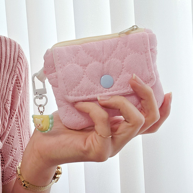 디어앤미 여행 학생 미니지갑 하트퀄팅 카드 동전지갑