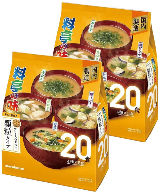 마루코메 대용량 동결건조된 과립 고급 음식점의 어쏘트 아오사 + 대파 + 튀긴 가지 + 채소 맛 20개입, 150g, 2개
