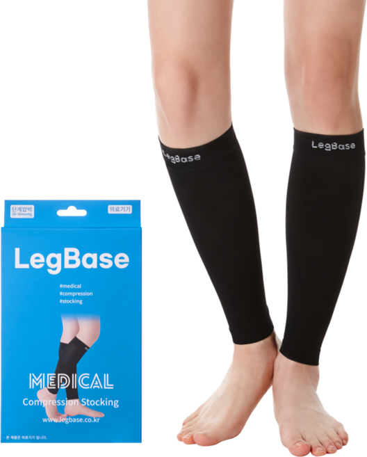 레그베이스 의료용 압박스타킹 종아리형 검정색, 1개