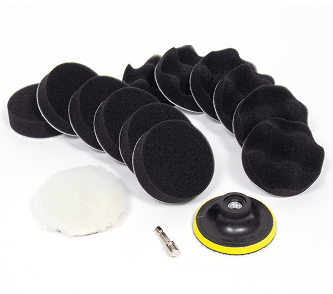 ZIO-BIZ 자동차 광택패드 15종 세트 / 자동차 차량용 광택패드 폴리싱패드 백업패드 유막제거 스크레치제거 기스제거 광택기 컴파운드 전동드릴 드릴용 광택패드, 1세트, 블랙