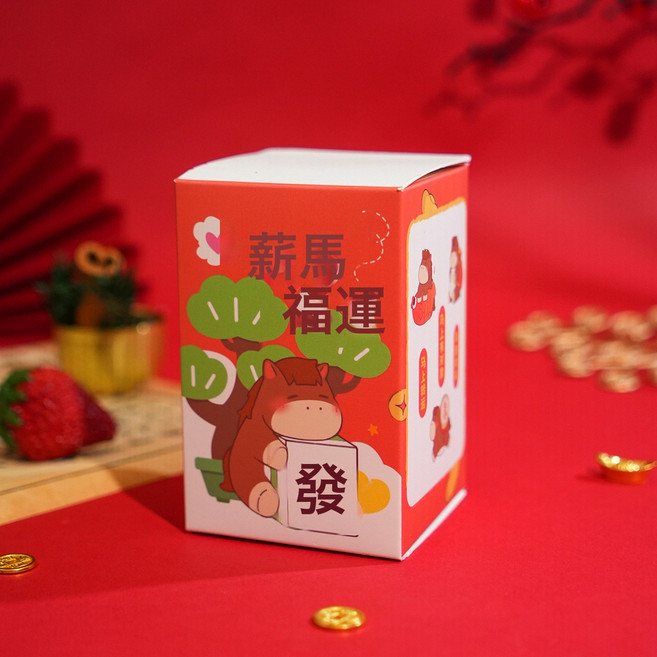百茂原創樹脂公仔創意車載桌面擺飾馬年禮品批發, 薪馬福運系列擺件盲盒(一套請拍6個拆盒不退不換)