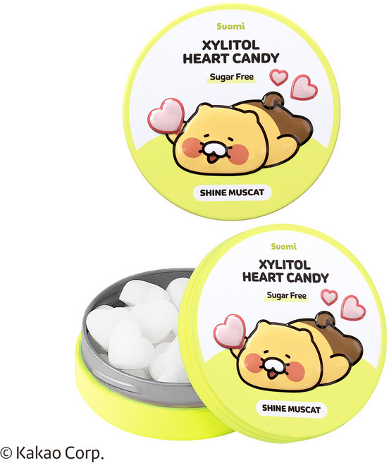 춘식이 자일리톨 하트 캔디 샤인머스캣 핀란드 무설탕 사탕, 40g, 2개