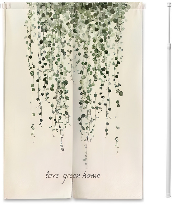 우아한클릭 린넨 현관 베란다 방문 커튼 햇빛 창문가리개 가림막커튼+커튼봉