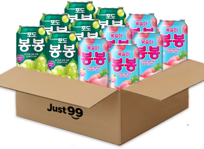 해태 봉봉2종세트 포도봉봉+복숭아봉봉, 340ml