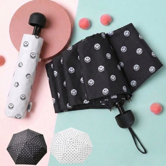 [백화점] 닥스 26년 남녀공용 스마일패턴 3단 경량 암막 자외선 차단 우양산 + 백화점포장0404