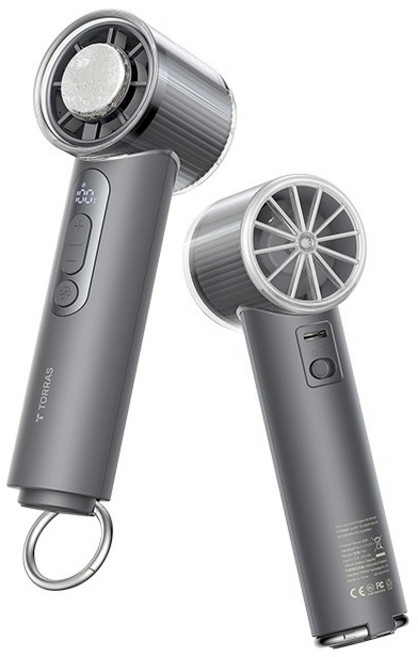 TORRAS USB充電式便攜風扇, 灰色, COOLiFY iva Go