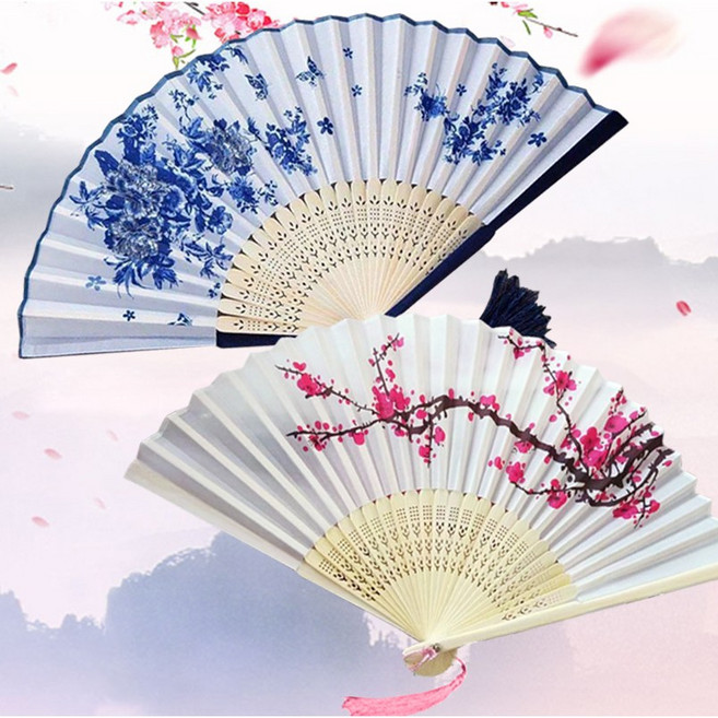꽃숨 접부채 수공예 접이식 부채 동양화 1+1, 1세트, A.03
