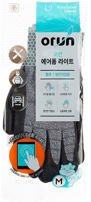 오런 에어폼 라이트 코팅장갑 M, 1개